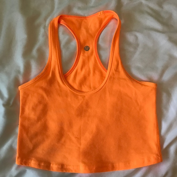 Lululemon cool racerback*crop, neon orange, size 2 - Picture 2 of 5